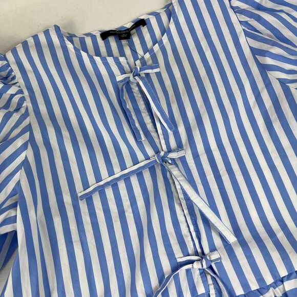 Marc New York Andrew Marc Blue White Striped Peplum Top NWT Medium - Picture 4 of 10